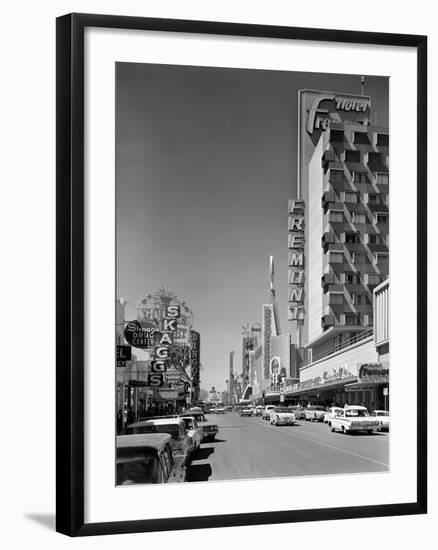 1960s View Down Freemont Street Downtown Las Vegas, Nevada-null-Framed Photographic Print