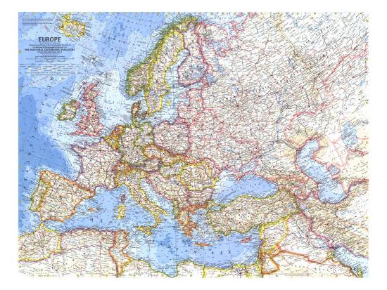 1962 Europe Map Art Print National Geographic Maps Art Com