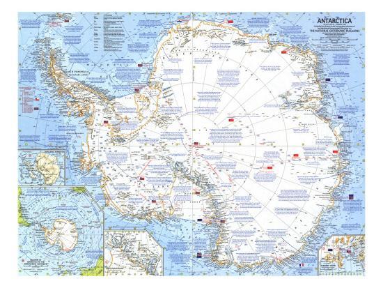 1963 Antarctica Map Art Print By National Geographic Maps Art Com