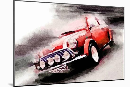 1963 Austin Mini Cooper Watercolor-NaxArt-Mounted Art Print