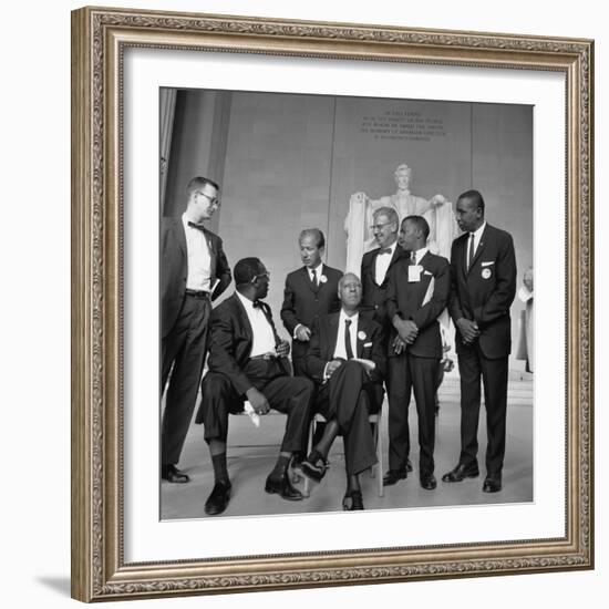 1963 March Leaders, L-R: Ahmann, Robinson, Prinz, Randolph, Rauh, Lewis, McKissick-null-Framed Photo