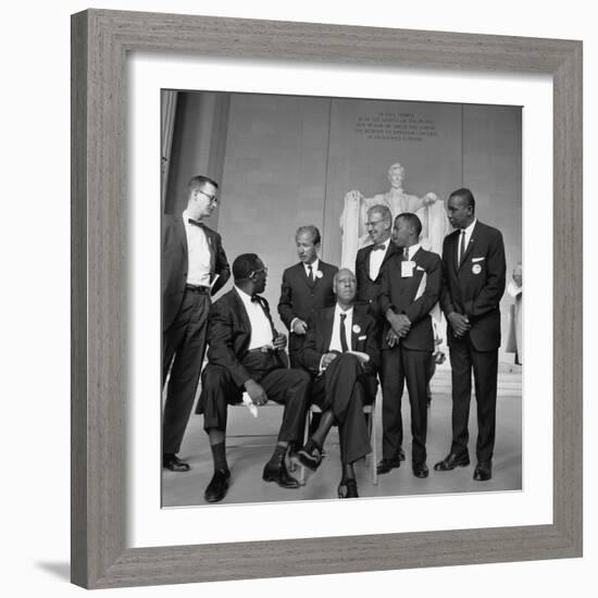 1963 March Leaders, L-R: Ahmann, Robinson, Prinz, Randolph, Rauh, Lewis, McKissick-null-Framed Photo