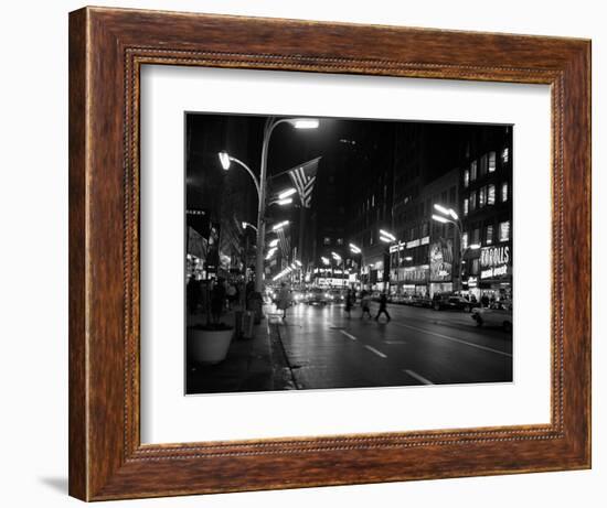 1963 Night Scene of Busy Traffic on State Street Chicago, Illinois-null-Framed Photographic Print
