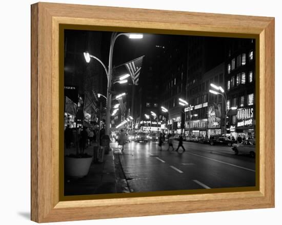 1963 Night Scene of Busy Traffic on State Street Chicago, Illinois-null-Framed Premier Image Canvas