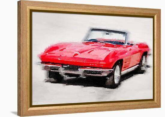 1964 Corvette Stingray Watercolor-NaxArt-Framed Stretched Canvas