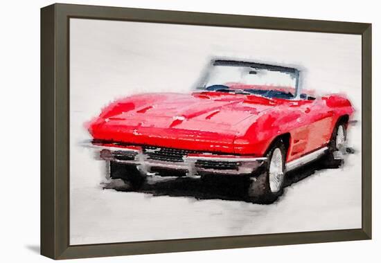 1964 Corvette Stingray Watercolor-NaxArt-Framed Stretched Canvas