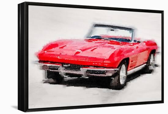 1964 Corvette Stingray Watercolor-NaxArt-Framed Stretched Canvas