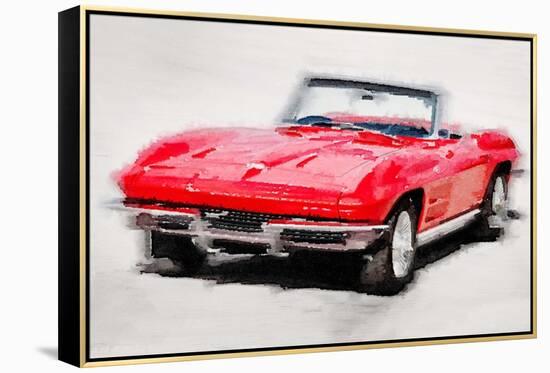 1964 Corvette Stingray Watercolor-NaxArt-Framed Stretched Canvas