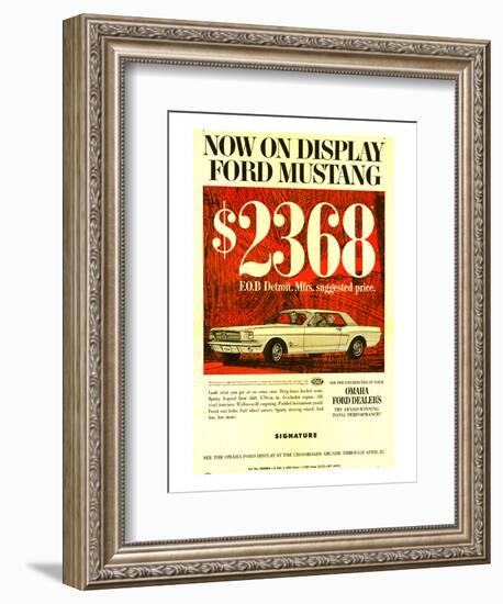 1964 Mustang - Now On Display-null-Framed Premium Giclee Print