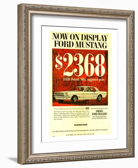 1964 Mustang - Now On Display-null-Framed Art Print