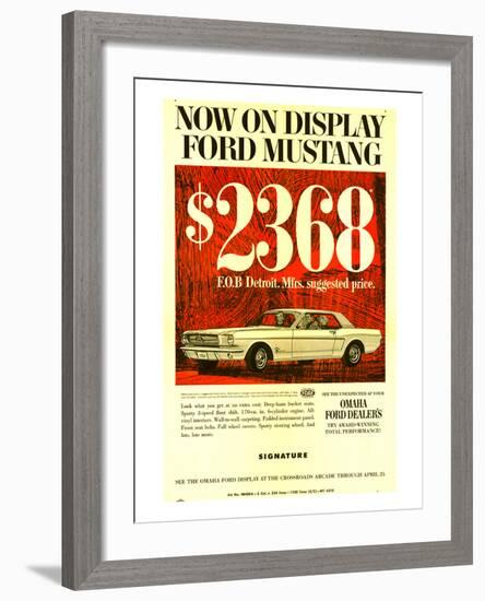 1964 Mustang - Now On Display-null-Framed Art Print