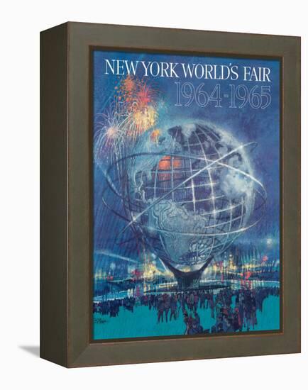 1964 New York World’s Fair - Unisphere Globe, Vintage Travel Poster-Bob Peak-Framed Stretched Canvas