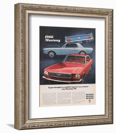 1966 Mustang- Improve a Winner-null-Framed Art Print