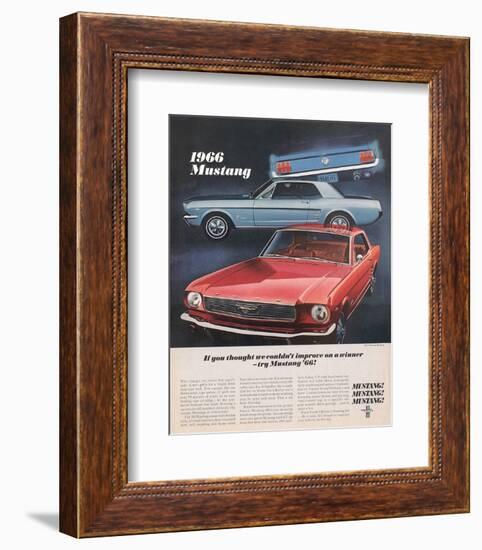 1966 Mustang- Improve a Winner-null-Framed Art Print