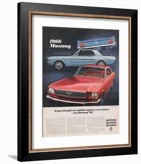 1966 Mustang- Improve a Winner-null-Framed Art Print