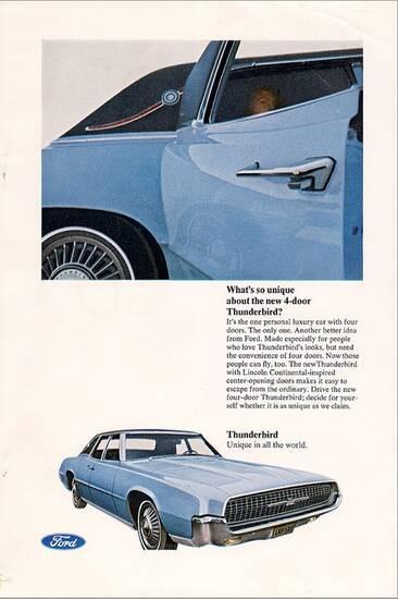 1967 Thunderbird New 4 Door Stretched Canvas Print By Art Com