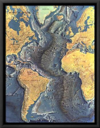 1968 Atlantic Ocean Floor Map Art Print By National Geographic