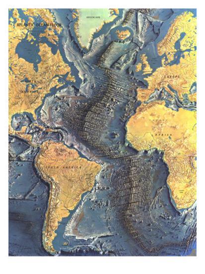 1968 Atlantic Ocean Floor Map Art Print By National Geographic