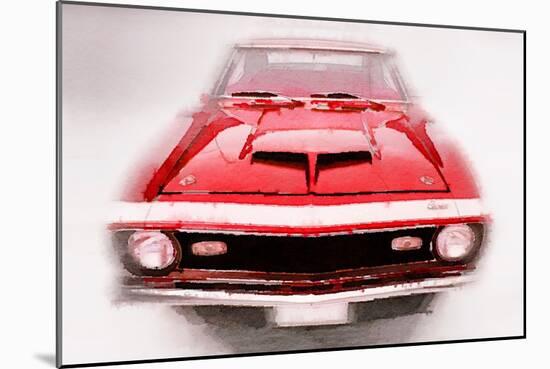 1968 Chevy Camaro Front End Watercolor-NaxArt-Mounted Art Print