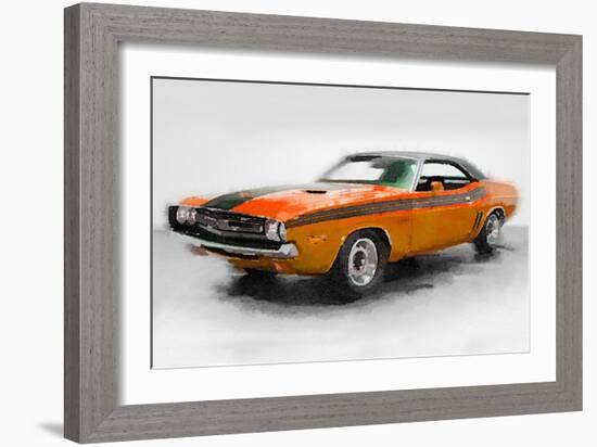 1968 Dodge Challenger Watercolor-NaxArt-Framed Premium Giclee Print