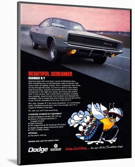 1968 Dodge Charger Rt-null-Mounted Art Print