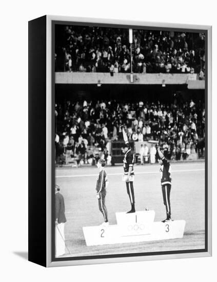 1968 Olympic Games, Mexiko City, Mens 200 M, Tommie Smith, USA, Gold, and J, Carlos, Bronze-null-Framed Stretched Canvas