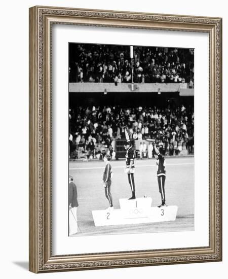 1968 Olympic Games, Mexiko City, Mens 200 M, Tommie Smith, USA, Gold, and J, Carlos, Bronze-null-Framed Photo