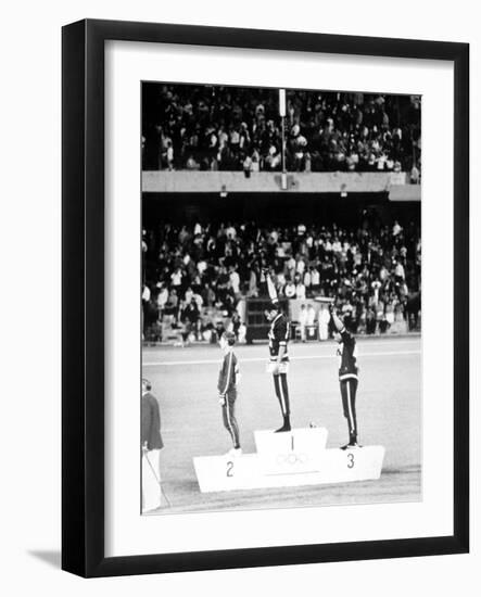 1968 Olympic Games, Mexiko City, Mens 200 M, Tommie Smith, USA, Gold, and J, Carlos, Bronze-null-Framed Photo