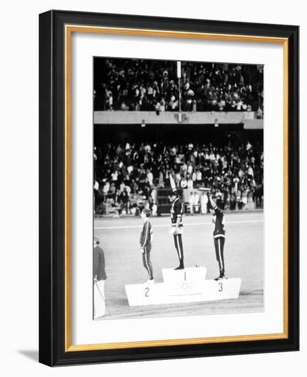 1968 Olympic Games, Mexiko City, Mens 200 M, Tommie Smith, USA, Gold, and J, Carlos, Bronze-null-Framed Photo