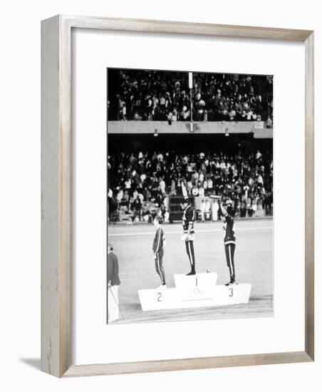 1968 Olympic Games, Mexiko City, Mens 200 M, Tommie Smith, USA, Gold, and J, Carlos, Bronze-null-Framed Photo