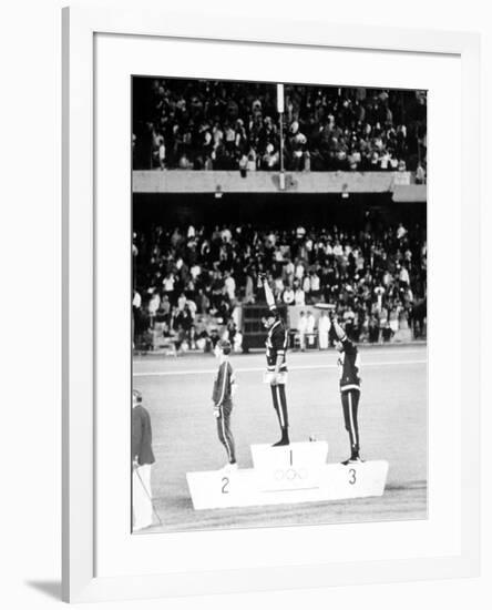 1968 Olympic Games, Mexiko City, Mens 200 M, Tommie Smith, USA, Gold, and J, Carlos, Bronze-null-Framed Photo
