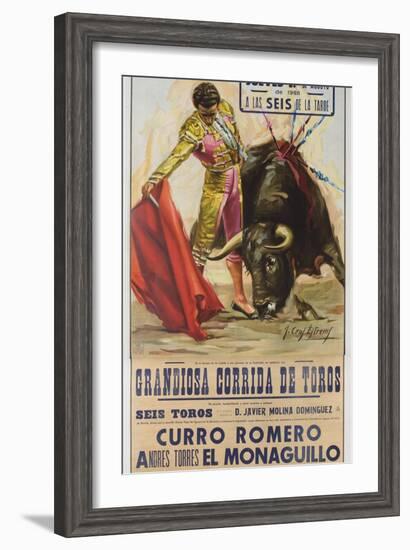 1968 Spanish Bullfight Poster Plaza De Toros De Fuengirola-null-Framed Giclee Print