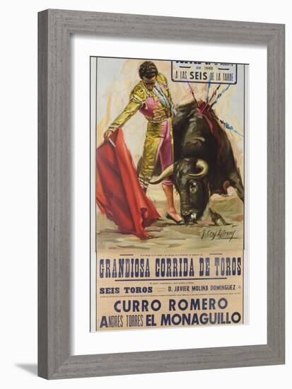 1968 Spanish Bullfight Poster Plaza De Toros De Fuengirola-null-Framed Giclee Print