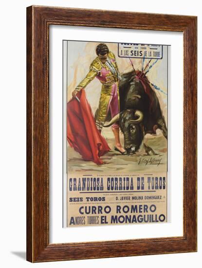 1968 Spanish Bullfight Poster Plaza De Toros De Fuengirola-null-Framed Giclee Print