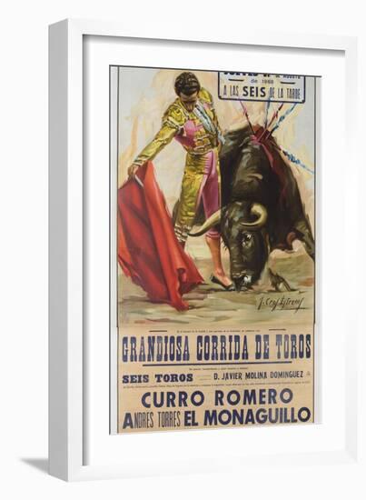 1968 Spanish Bullfight Poster Plaza De Toros De Fuengirola--Framed Giclee Print