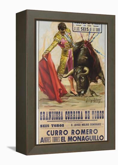 1968 Spanish Bullfight Poster Plaza De Toros De Fuengirola-null-Framed Premier Image Canvas