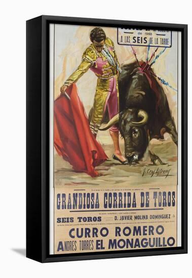 1968 Spanish Bullfight Poster Plaza De Toros De Fuengirola-null-Framed Premier Image Canvas