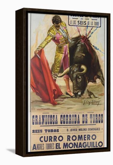 1968 Spanish Bullfight Poster Plaza De Toros De Fuengirola-null-Framed Premier Image Canvas