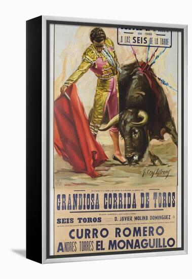 1968 Spanish Bullfight Poster Plaza De Toros De Fuengirola-null-Framed Premier Image Canvas