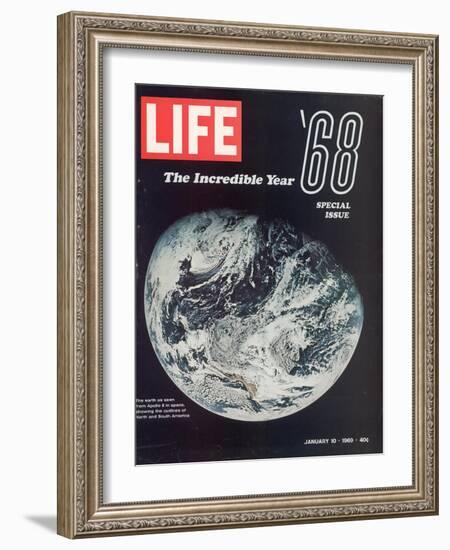 1968 Special Issue, NASA Shot of Earth from Space, Apollo 8 Mission, January 10, 1969-null-Framed Photographic Print