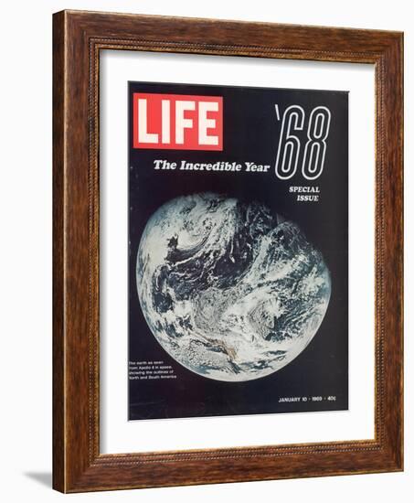 1968 Special Issue, NASA Shot of Earth from Space, Apollo 8 Mission, January 10, 1969-null-Framed Photographic Print