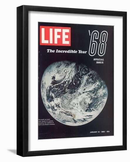 1968 Special Issue, NASA Shot of Earth from Space, Apollo 8 Mission, January 10, 1969-null-Framed Photographic Print