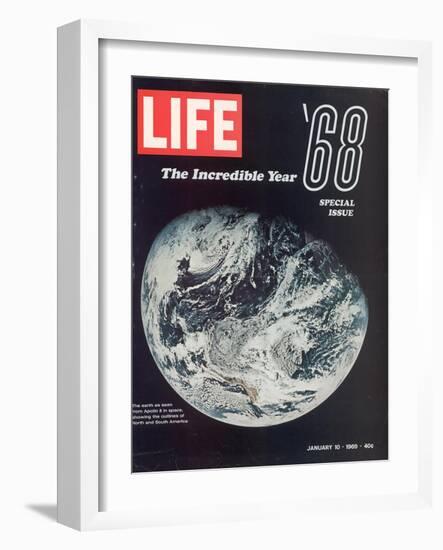 1968 Special Issue, NASA Shot of Earth from Space, Apollo 8 Mission, January 10, 1969-null-Framed Photographic Print