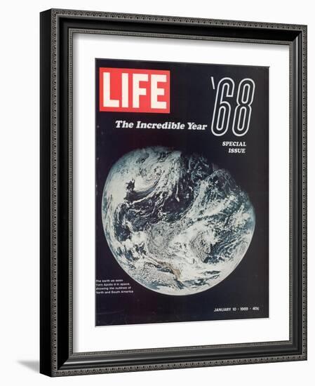 1968 Special Issue, NASA Shot of Earth from Space, Apollo 8 Mission, January 10, 1969-null-Framed Photographic Print