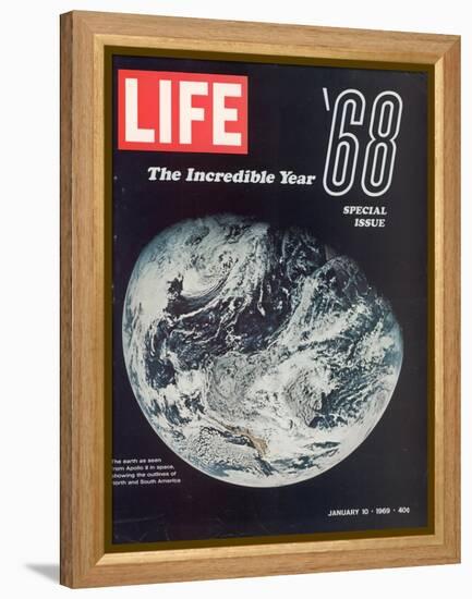 1968 Special Issue, NASA Shot of Earth from Space, Apollo 8 Mission, January 10, 1969-null-Framed Premier Image Canvas