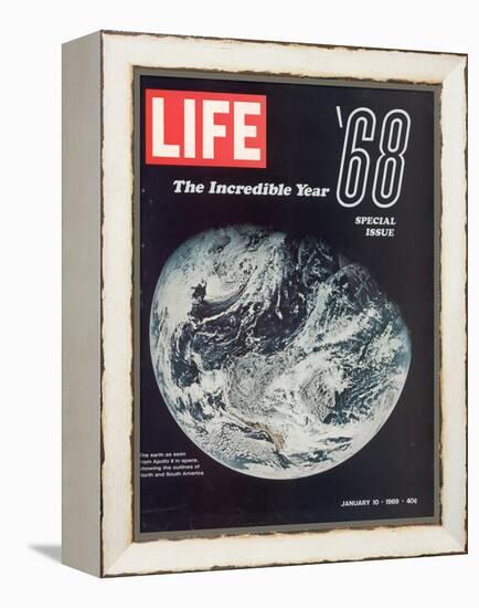 1968 Special Issue, NASA Shot of Earth from Space, Apollo 8 Mission, January 10, 1969-null-Framed Premier Image Canvas