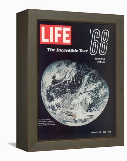 1968 Special Issue, NASA Shot of Earth from Space, Apollo 8 Mission, January 10, 1969-null-Framed Premier Image Canvas