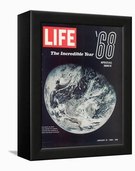 1968 Special Issue, NASA Shot of Earth from Space, Apollo 8 Mission, January 10, 1969-null-Framed Premier Image Canvas