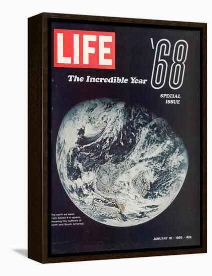 1968 Special Issue, NASA Shot of Earth from Space, Apollo 8 Mission, January 10, 1969-null-Framed Premier Image Canvas