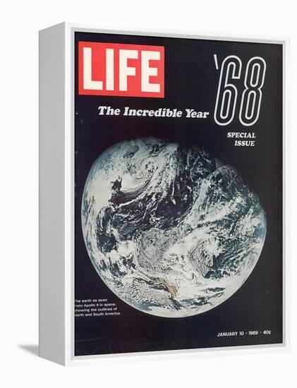 1968 Special Issue, NASA Shot of Earth from Space, Apollo 8 Mission, January 10, 1969-null-Framed Premier Image Canvas